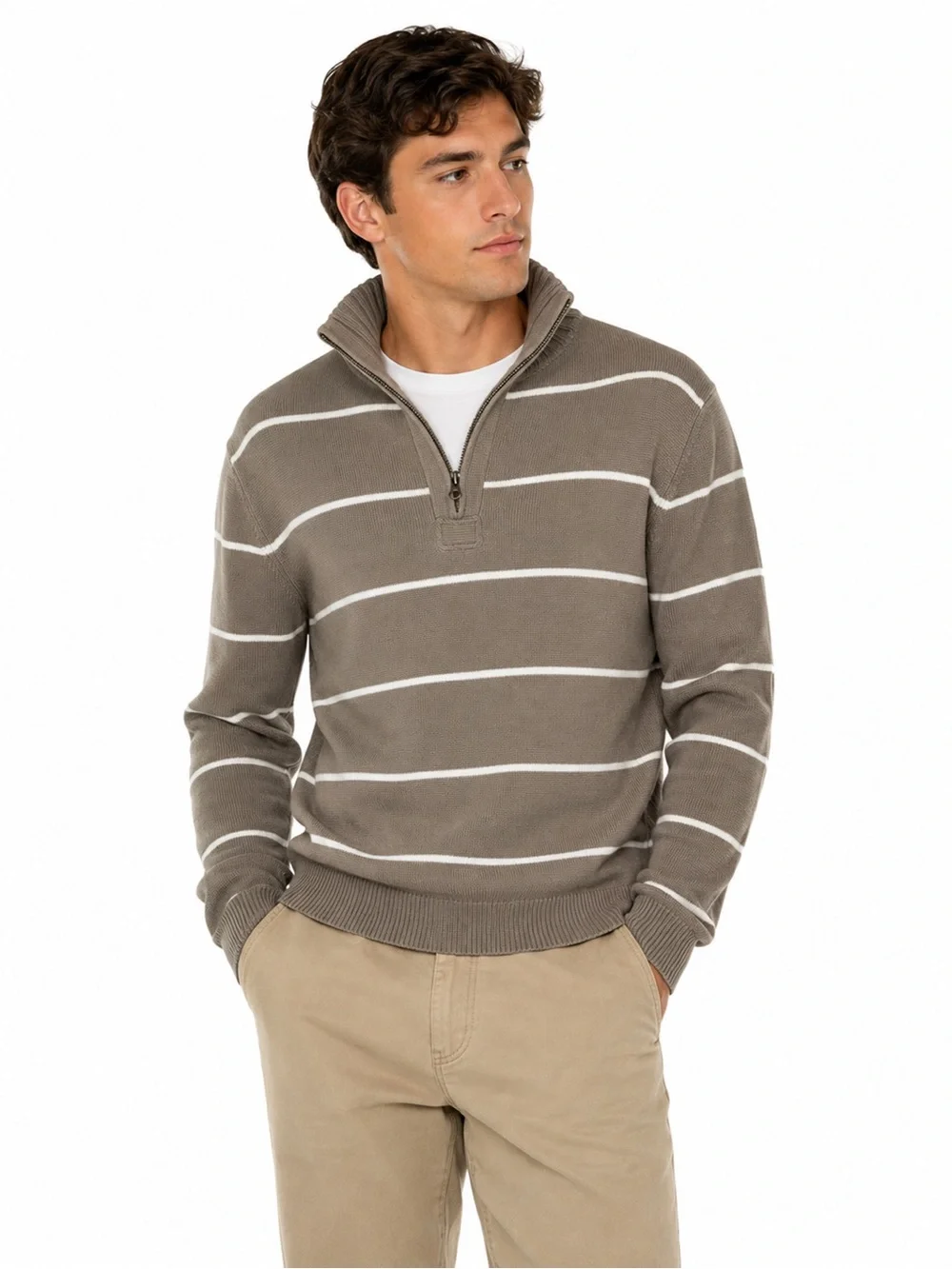 SOLD J. Crew Rugby Stripe Cotton Zip Pullover